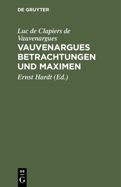 Produktbild: Vauvenargues Betrachtungen und Maximen