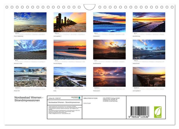 Produktbild: Nordseebad Wremen - Strandimpressionen (Wandkalender 2026 DIN A4 quer), CALVENDO Monatskalender