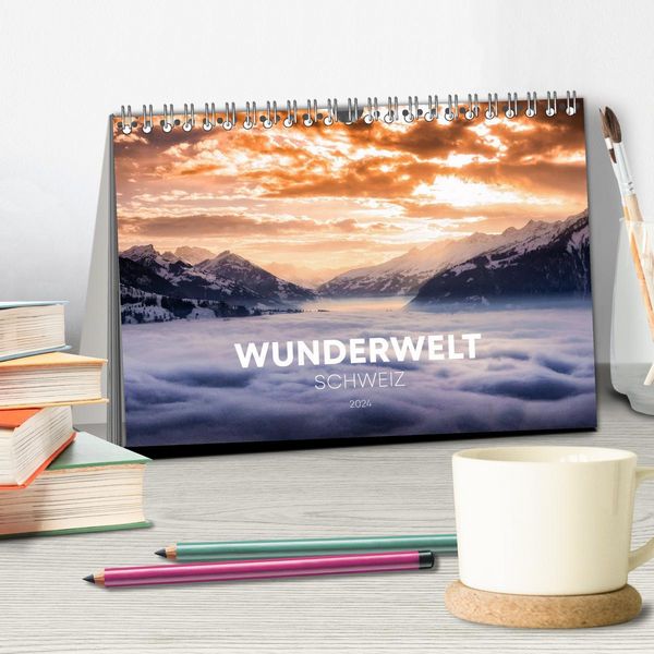 Produktbild: Wunderwelt Schweiz (Tischkalender 2026 DIN A5 quer), CALVENDO Monatskalender