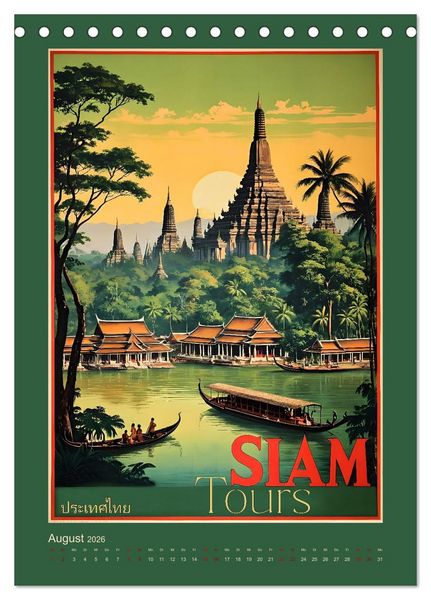 Produktbild: Exotic Travel Poster - nostalgische Abenteuerreisen um die Welt (Tischkalender 2026 DIN A5 hoch), CALVENDO Monatskalender