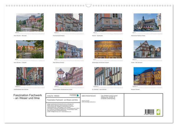 Produktbild: Faszination Fachwerk - an Weser und Ilme (Wandkalender 2026 DIN A2 quer), CALVENDO Monatskalender