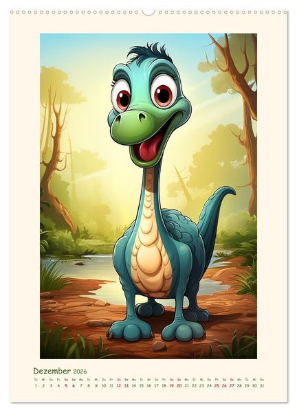 Produktbild: Happy Dinos (hochwertiger Premium Wandkalender 2026 DIN A2 hoch), Kunstdruck in Hochglanz