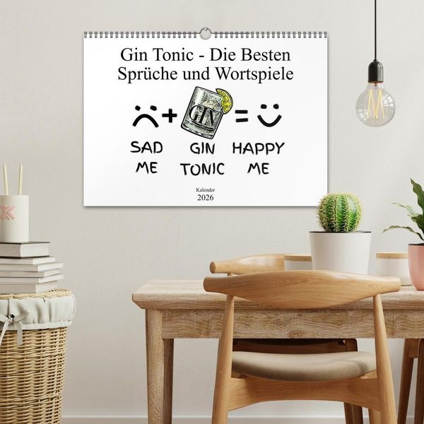 Produktbild: Gin & Tonic Die Besten Spr&uuml;che und Wortspiele (Wandkalender 2026 DIN A3 quer), CALVENDO Monatskalender