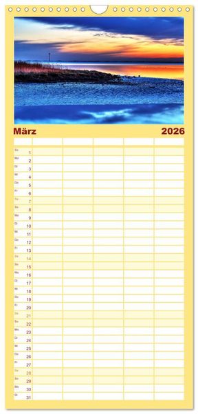 Produktbild: Familienplaner 2026 - Nordseebad Wremen - Strandimpressionen mit 5 Spalten (Wandkalender, 21 x 45 cm) CALVENDO