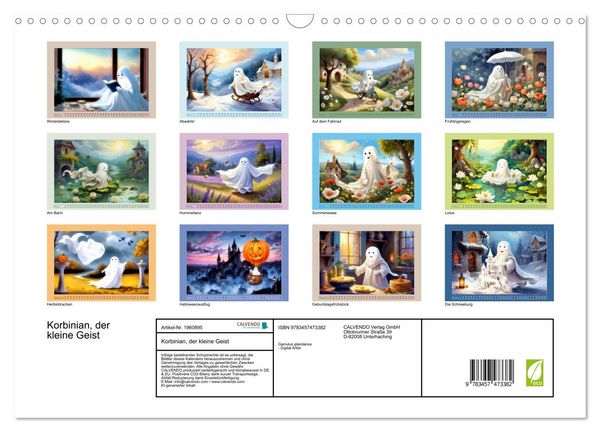 Produktbild: Korbinian, der kleine Geist (Wandkalender 2026 DIN A3 quer), CALVENDO Monatskalender