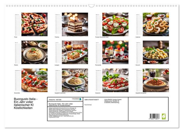 Produktbild: Buongusto Italia - Ein Jahr voller italienischer KI K&ouml;stlichkeiten (Wandkalender 2026 DIN A2 quer), CALVENDO Monatskalender