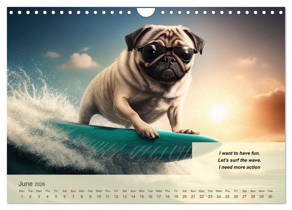 Produktbild: Great fun for pug lovers (Wall Calendar 2026 DIN A4 landscape), CALVENDO 12 Month Wall Calendar
