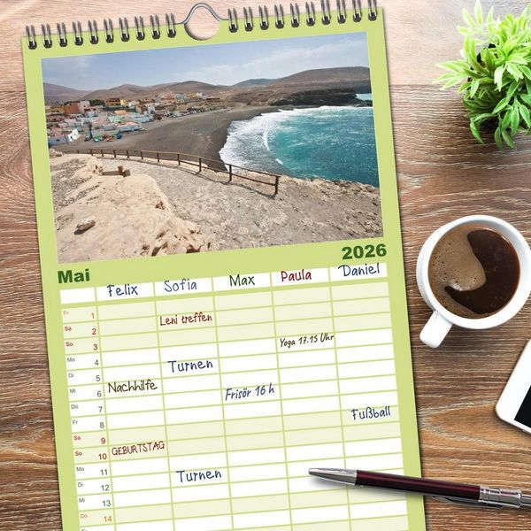 Produktbild: Familienplaner 2026 - Fuerteventura, Insel der Stille mit 5 Spalten (Wandkalender, 21 x 45 cm) CALVENDO