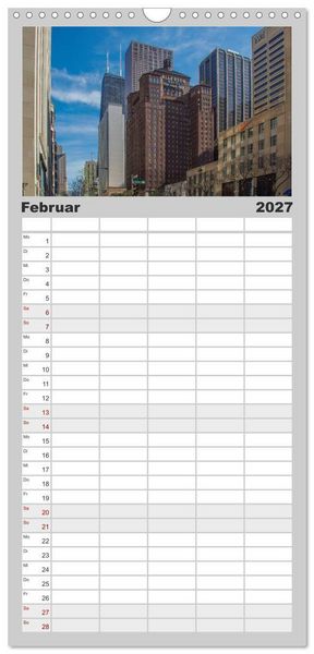 Produktbild: Familienplaner 2027 - beeindruckendes Chicago mit 5 Spalten (Wandkalender, 21 x 45 cm) CALVENDO