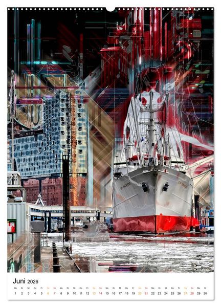 Produktbild: Hamburg bunte Stadt (Wandkalender 2026 DIN A2 hoch), CALVENDO Monatskalender