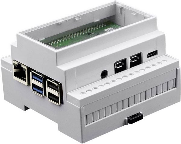 Camdenboss CBRPI-DR-4-CLR-CON SBC-Gehäuse Passend für (Entwicklungskits): Raspberry Pi zur Hutschienenmontage Weiß