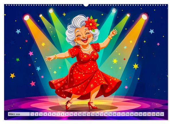 Produktbild: Oma rockt den Ruhestand - Lustiger Frauenkalender mit Humor (Wandkalender 2026 DIN A2 quer), CALVENDO Monatskalender