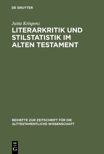 Produktbild: Literarkritik und Stilstatistik im Alten Testament