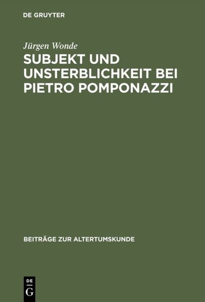 Produktbild: Subjekt und Unsterblichkeit bei Pietro Pomponazzi