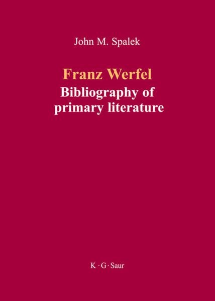 Produktbild: Franz Werfel: Bibliography of German Editions