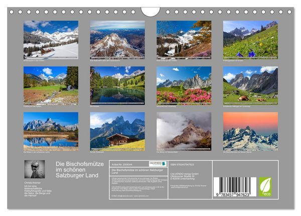 Produktbild: Die Bischofsm&uuml;tze im sch&ouml;nen Salzburger Land (Wandkalender 2026 DIN A4 quer), CALVENDO Monatskalender