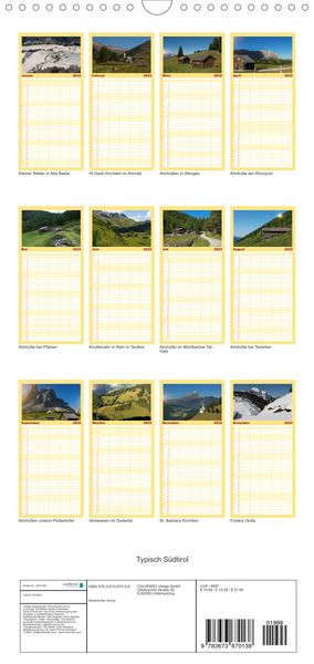 Produktbild: Familienplaner Typisch S&uuml;dtirol (Wandkalender 2022 , 21 cm x 45 cm, hoch)
