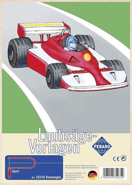 Produktbild: PEBARO 352/3S - Laubs&auml;gevorlage Rennwagen, 1 Platte, Gr&ouml;&szlig;e DIN A4