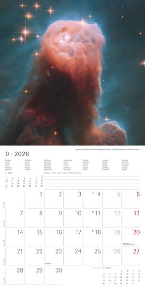 Produktbild: Space 2026 - Broschürenkalender 30x30 cm (30x60 geöffnet) - Kalender mit Platz für Notizen - Weltraum - Bildkalender - Wandplaner - Wandkalender