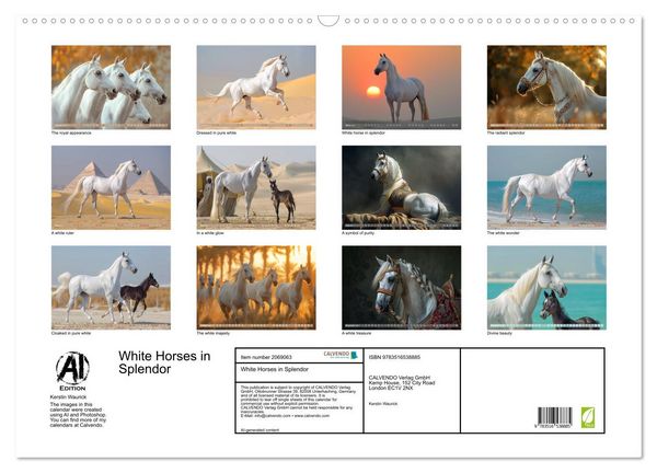 Produktbild: White Horses in Splendor (Wall Calendar 2026 DIN A2 landscape), CALVENDO 12 Month Wall Calendar
