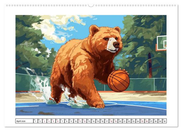 Produktbild: Tierische Olympioniken &ndash; Ein farbenfroher KI-Kalender (Wandkalender 2026 DIN A2 quer), CALVENDO Monatskalender