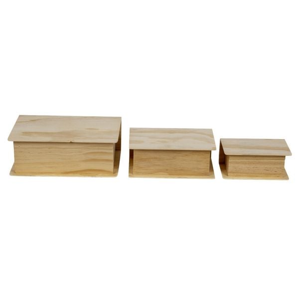 Produktbild: 3er-Set Buecher Boxen h=5 + 6,3 + 7,2cm b=12 + 16 +