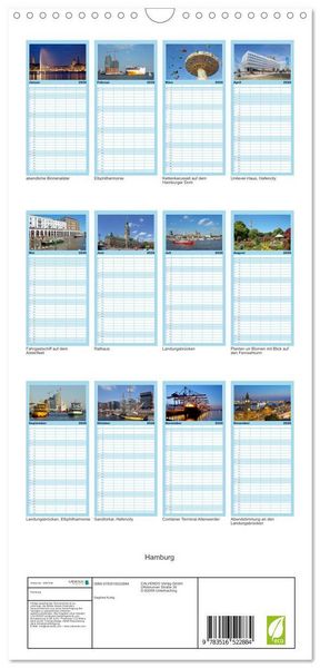 Produktbild: Familienplaner 2026 - Hamburg mit 5 Spalten (Wandkalender, 21 x 45 cm) CALVENDO