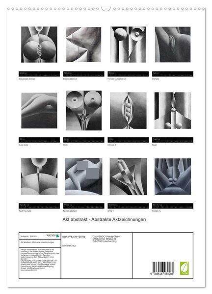 Produktbild: Akt abstrakt - Abstrakte Aktzeichnungen (hochwertiger Premium Wandkalender 2026 DIN A2 hoch), Kunstdruck in Hochglanz