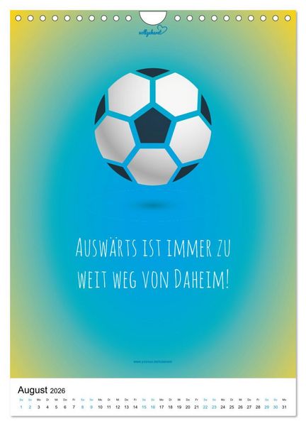 Produktbild: vollgeherzt: Der lustige Zitate-Wandkalender f&uuml;r Fu&szlig;ballfans und Sportbegeisterte! (Wandkalender 2026 DIN A4 hoch), CALVENDO Monatskalender