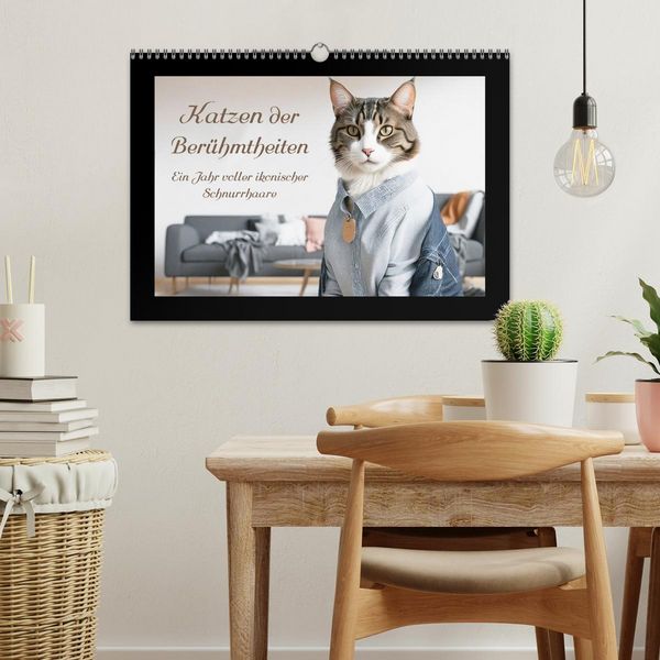 Produktbild: Katzen der Ber&uuml;hmtheiten - Ein Jahr voller ikonischer Schnurrhaare (Wandkalender 2026 DIN A3 quer), CALVENDO Monatskalender
