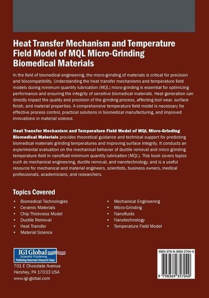 Produktbild: Heat Transfer Mechanism and Temperature Field Model of MQL Micro-Grinding Biomedical Materials