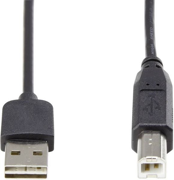 Produktbild: Renkforce USB-Kabel USB 2.0 USB-A Stecker, USB-B Stecker 1.80 m Schwarz beidseitig verwendbarer Stecker, vergoldete Steckkontakte RF-4078644