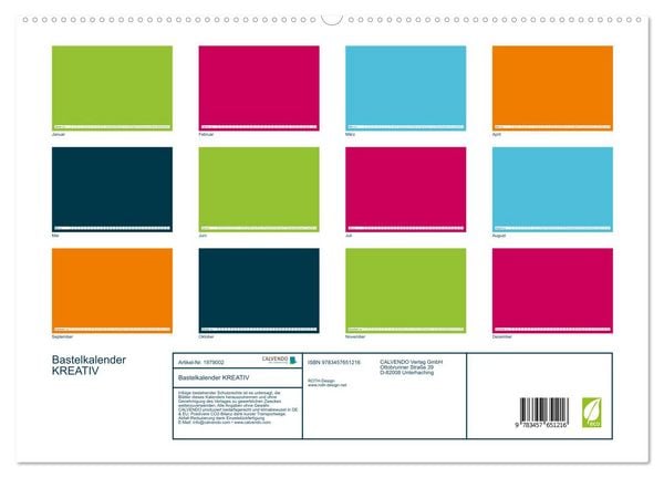 Produktbild: Bastelkalender KREATIV (hochwertiger Premium Wandkalender 2026 DIN A2 quer), Kunstdruck in Hochglanz