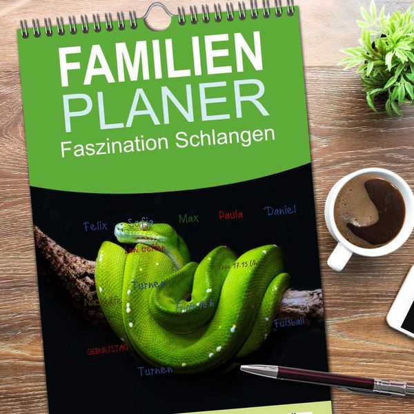 Produktbild: Familienplaner 2026 - Faszination Schlangen mit 5 Spalten (Wandkalender, 21 x 45 cm) CALVENDO