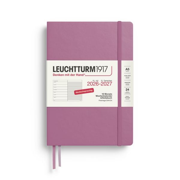 Produktbild: Wochenkalender & Notizbuch Medium (A5) 2027, 18 Monate, Dusty Rose, Deutsch
