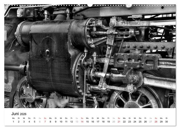 Produktbild: Unter Dampf - Eisenbahnromantik in schwarz-wei&szlig; (Wandkalender 2026 DIN A2 quer), CALVENDO Monatskalender