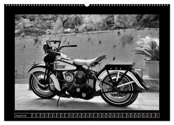 Produktbild: Harley Davidson WLA 750 in Schwarzweiss (Wandkalender 2026 DIN A2 quer), CALVENDO Monatskalender