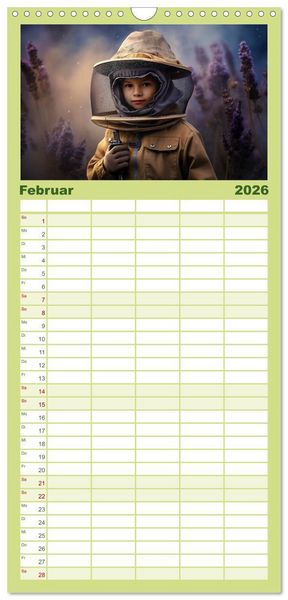 Produktbild: Familienplaner 2026 - Hallo! Ich bin die Honigbiene mit 5 Spalten (Wandkalender, 21 x 45 cm) CALVENDO