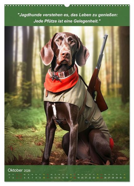 Produktbild: Lustige Jagdhunde mit J&auml;gerlatein (hochwertiger Premium Wandkalender 2026 DIN A2 hoch), Kunstdruck in Hochglanz