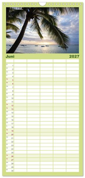 Produktbild: Familienplaner 2027 - Trauminseln der Welt - Mauritius mit 5 Spalten (Wandkalender, 21 x 45 cm) CALVENDO