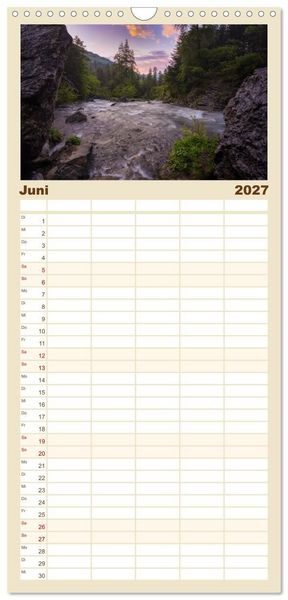 Produktbild: Familienplaner 2027 - Flusswelt Schweiz mit 5 Spalten (Wandkalender, 21 x 45 cm) CALVENDO