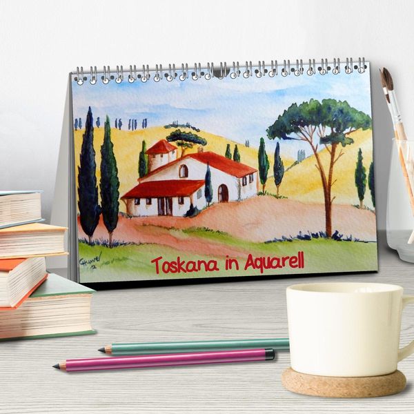 Produktbild: Toskana in Aquarell (Tischkalender 2026 DIN A5 quer), CALVENDO Monatskalender