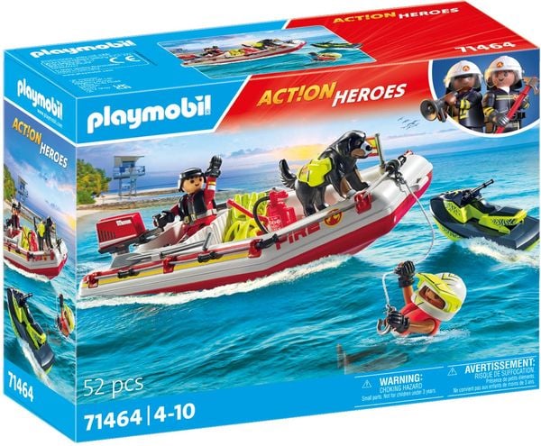 PLAYMOBIL 71464 - Action Heroes - Feuerwehrboot mit Aqua Scooter