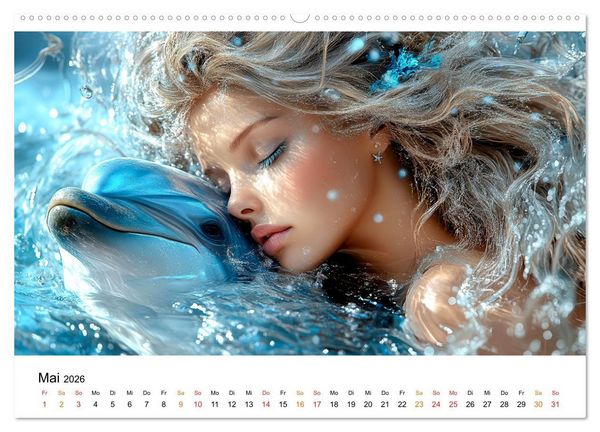 Produktbild: Geheimnisvolle Meerjungfrau (hochwertiger Premium Wandkalender 2026 DIN A2 quer), Kunstdruck in Hochglanz