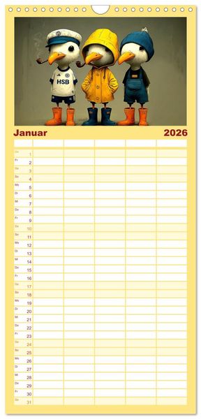 Produktbild: Familienplaner 2026 - M&ouml;wen on Tour mit 5 Spalten (Wandkalender, 21 x 45 cm) CALVENDO