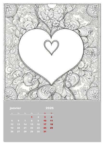 Produktbild: Coloriage (Calendrier mural 2026 DIN A4 horizontal), CALVENDO calendrier mensuel