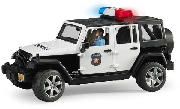 Produktbild: bruder 02526 Jeep Wrangler Rubicon Unlimited Polizeifahrzeug, L+S und Polizist
