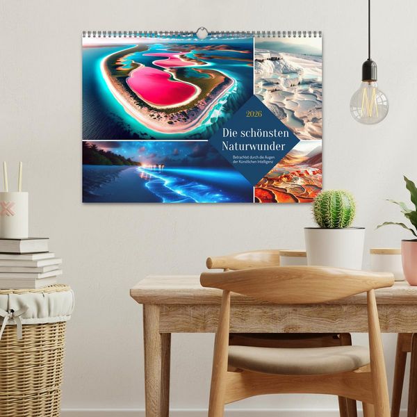 Produktbild: Die sch&ouml;nsten Naturwunder - Betrachtet durch die Augen der KI (Wandkalender 2026 DIN A3 quer), CALVENDO Monatskalender