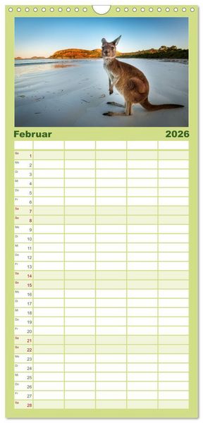 Produktbild: Familienplaner 2026 - Wildtierkalender mit 5 Spalten (Wandkalender, 21 x 45 cm) CALVENDO