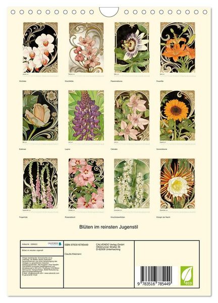 Produktbild: Bl&uuml;ten im reinsten Jugenstil (Wandkalender 2027 DIN A4 hoch), CALVENDO Monatskalender